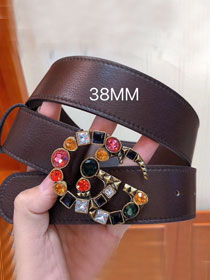 GG original calfskin belt with crystal 38mm 4513183 dark coffee
