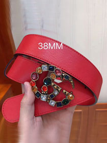 GG original calfskin belt with crystal 38mm 4513183 red