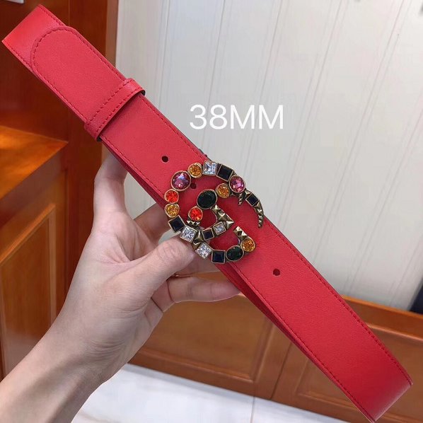 GG original calfskin belt with crystal 38mm 4513183 red