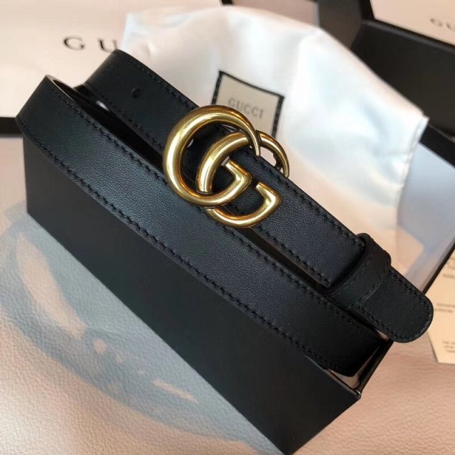 GG original calfskin belt with double G 20mm 409417 black