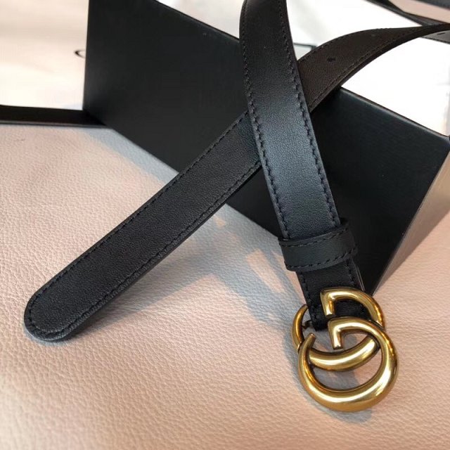 GG original calfskin belt with double G 20mm 409417 black