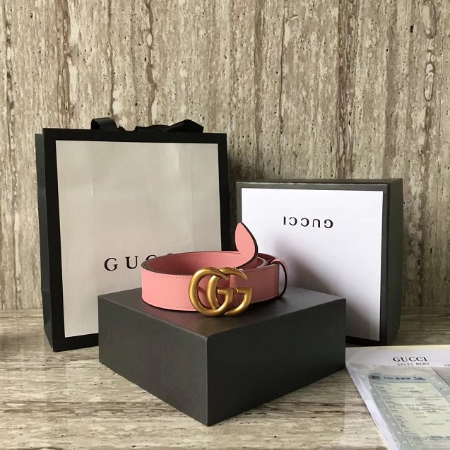 GG original calfskin belt with double G 40mm 409419 pink