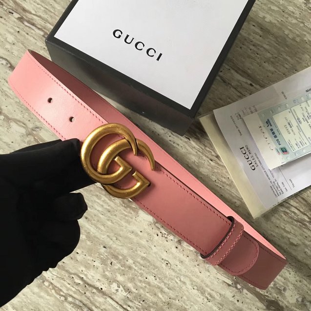 GG original calfskin belt with double G 40mm 409419 pink