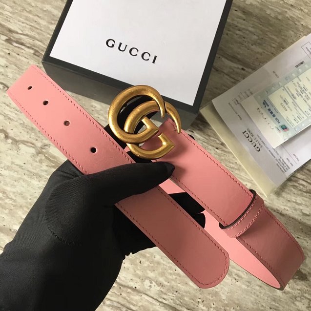 GG original calfskin belt with double G 40mm 409419 pink