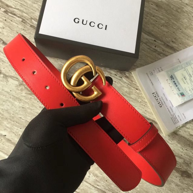 GG original calfskin belt with double G 40mm 409419 red