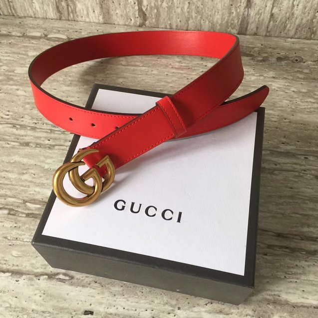 GG original calfskin belt with double G 40mm 409419 red