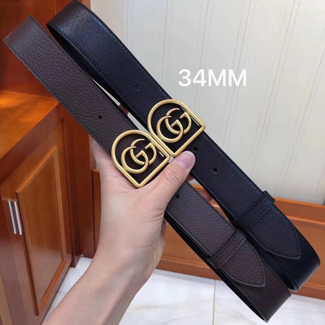 GG original calfskin belt with framed double G 34mm 495128 black