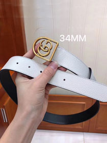 GG original calfskin belt with framed double G 34mm 495128 white