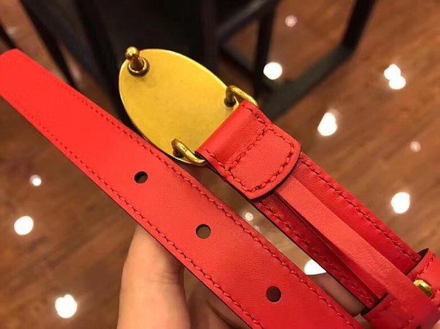 GG original calfskin belt with oval enameled buckle 524117 red