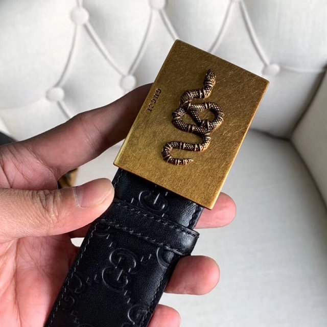 GG original calfskin belt with snake 40mm 406831 black