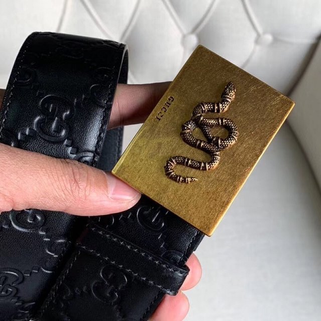 GG original calfskin belt with snake 40mm 406831 black