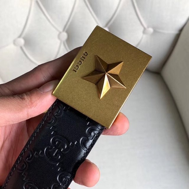 GG original calfskin belt with star 40mm 406831 black