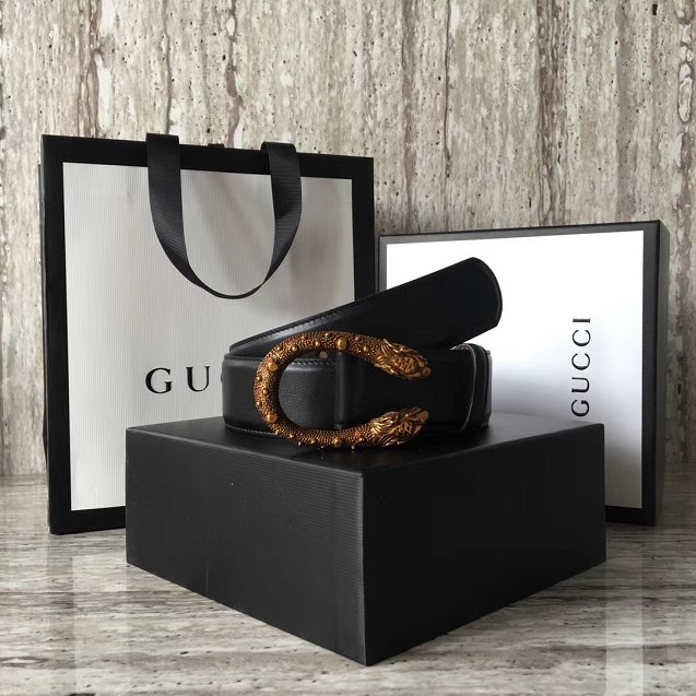 GG original calfskin belt with tiger head 38mm 451155-5 black