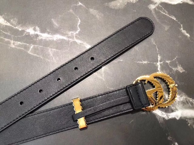 GG original calfskin belt with torchon double G 25mm 524103 black