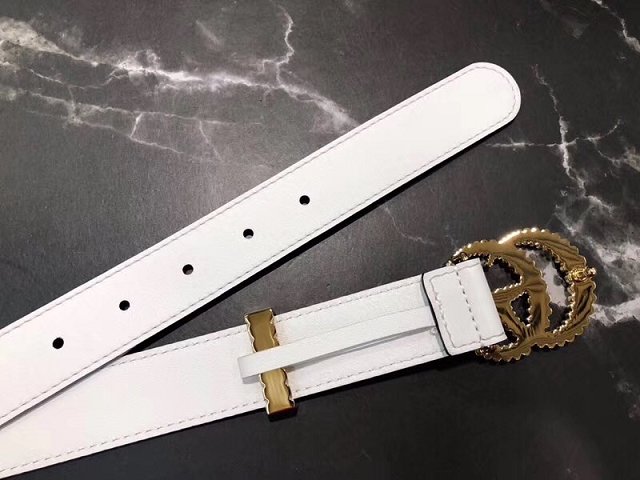 GG original calfskin belt with torchon double G 38mm 524105 white