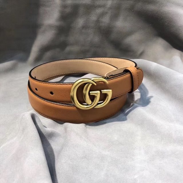 GG original calfskin double G buckle belt 25mm 524103 brown