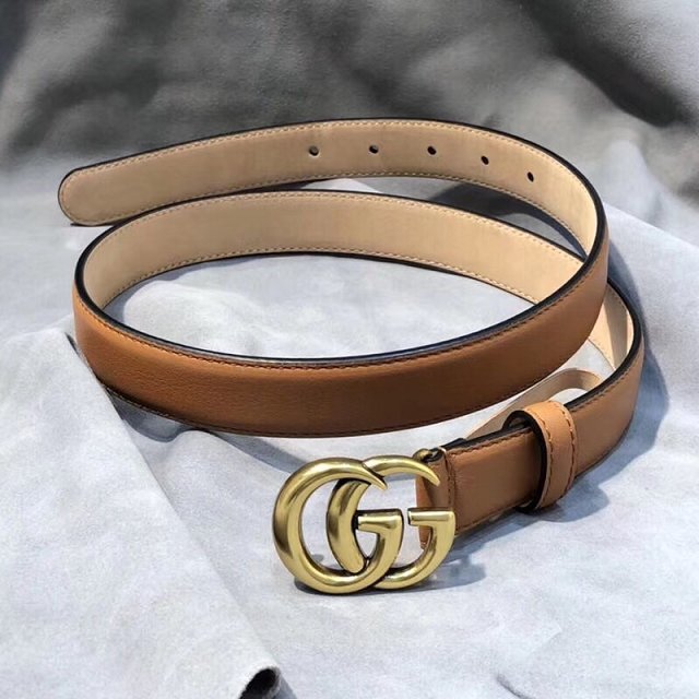 GG original calfskin double G buckle belt 25mm 524103 brown