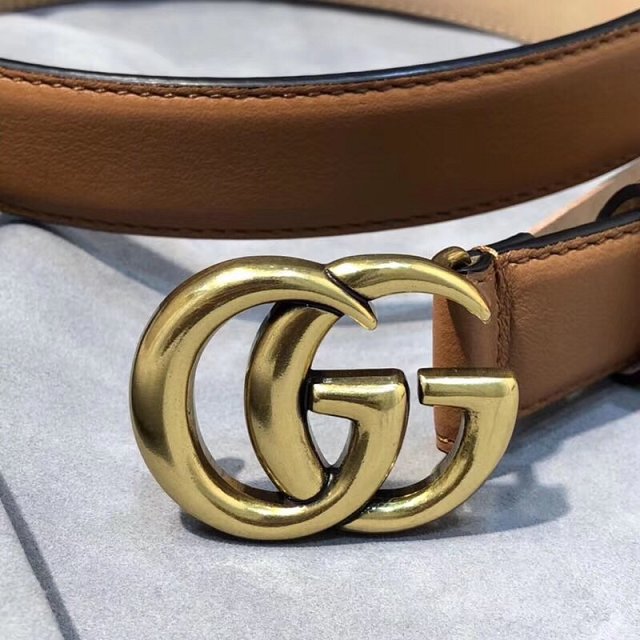 GG original calfskin double G buckle belt 25mm 524103 brown