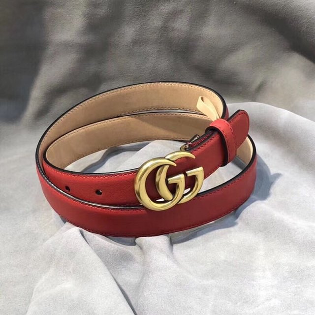 GG original calfskin double G buckle belt 25mm 524103 red