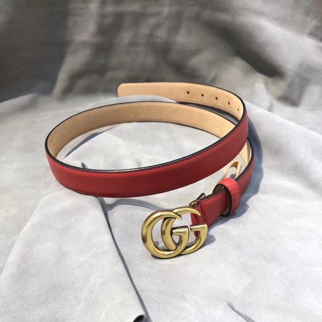 GG original calfskin double G buckle belt 25mm 524103 red