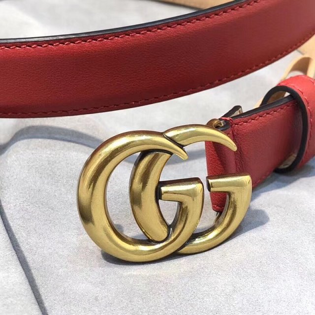 GG original calfskin double G buckle belt 25mm 524103 red