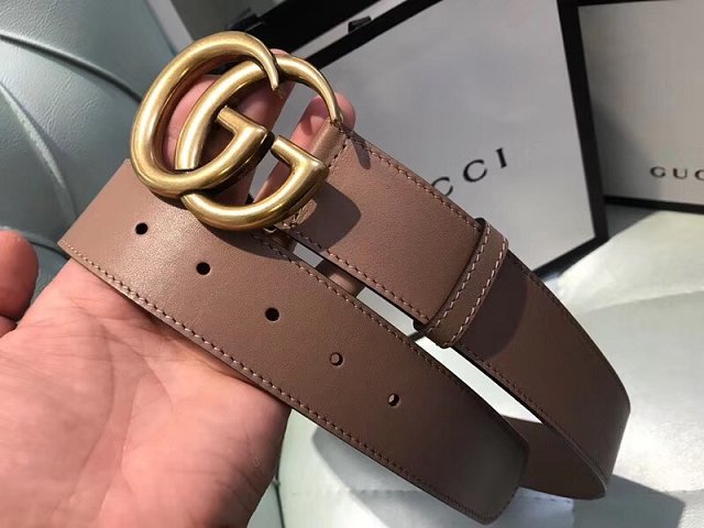 GG original calfskin double G buckle belt 38mm 400593 nude