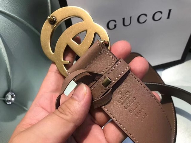 GG original calfskin double G buckle belt 38mm 400593 nude