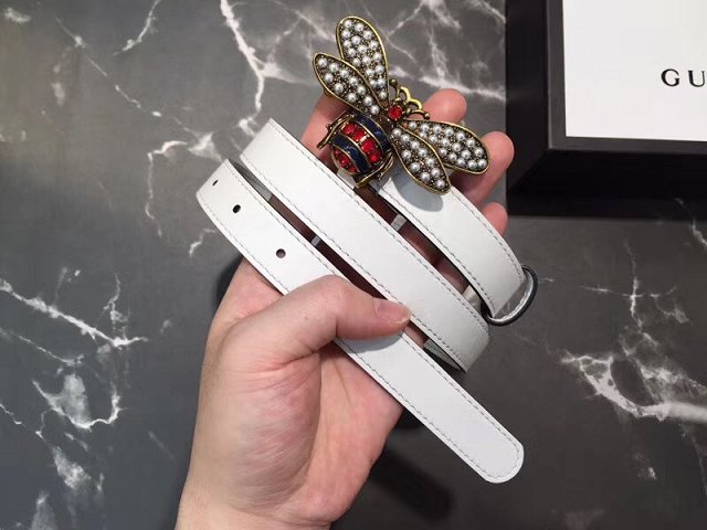 GG original calfskin queen margaret belt 20mm 476452 white