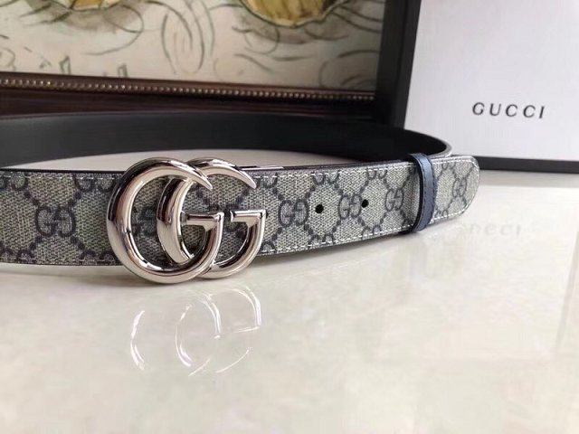 GG original canvas belt with G buckle 35mm 473030 grey