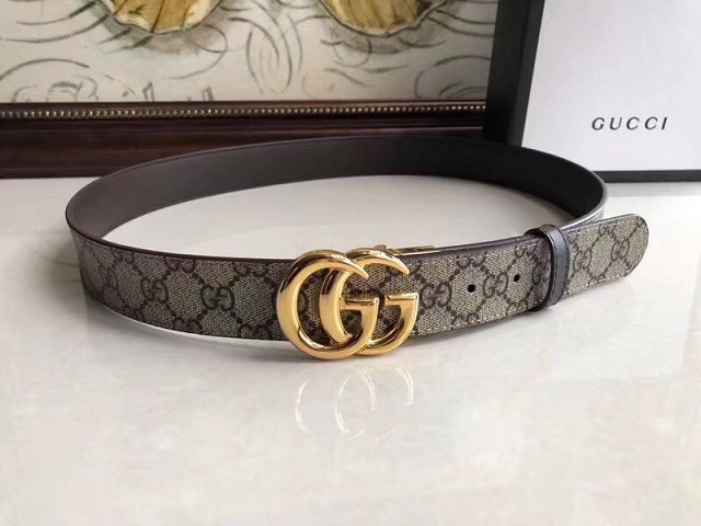 GG original canvas belt with G buckle 35mm 473030 light coffee