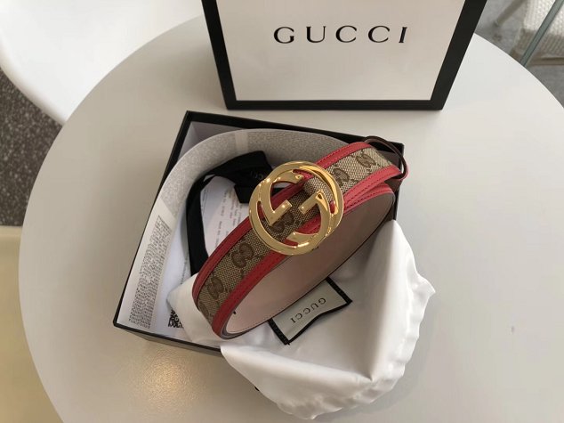 GG original canvas supreme belt 114876 red