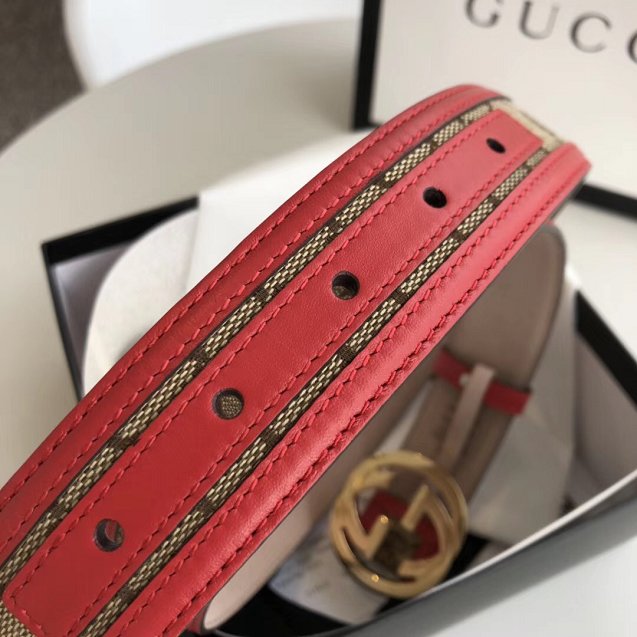 GG original canvas supreme belt 114876 red