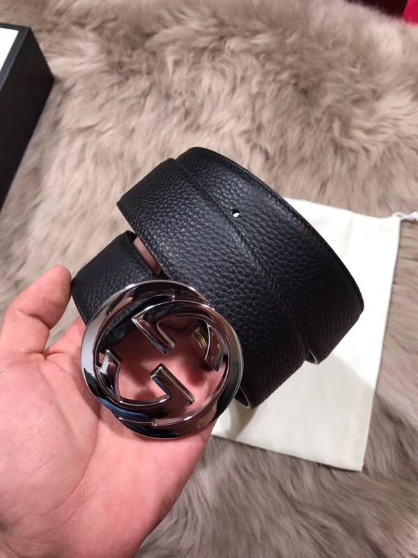 GG original grained calfskin belt 38mm 370543 black