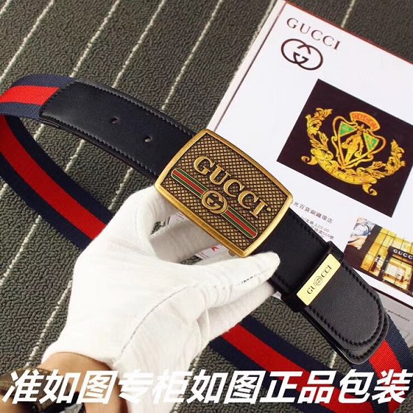 GG original nylon web belt 38mm 523312 red&blue