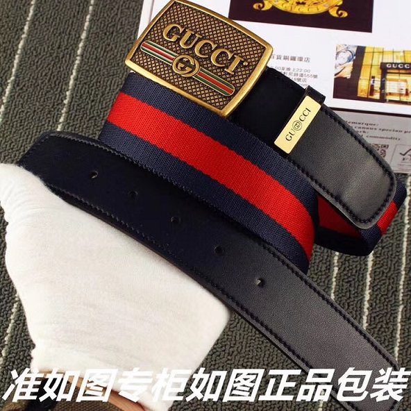 GG original nylon web belt 38mm 523312 red&blue