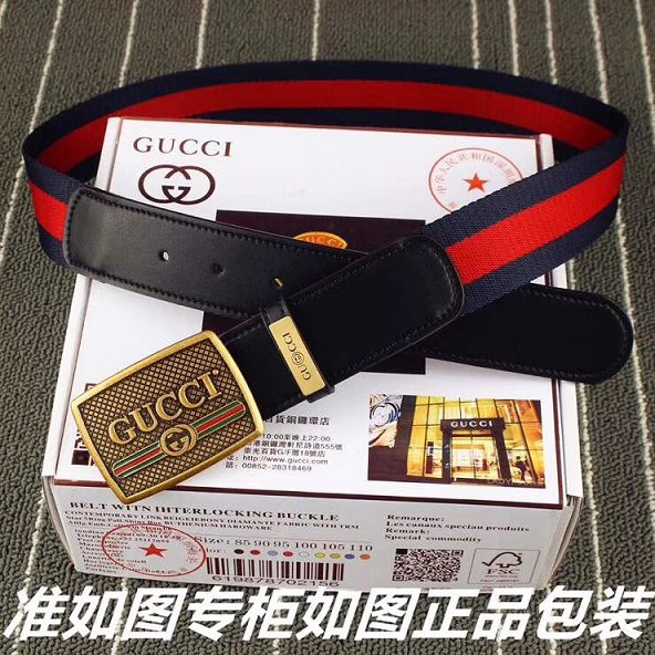 GG original nylon web belt 38mm 523312 red&blue