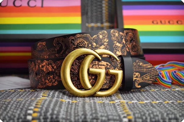 GG original print calfskin belt 40mm 409416 black