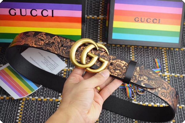 GG original print calfskin belt 40mm 409416 black