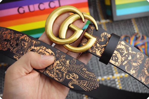 GG original print calfskin belt 40mm 409416 black