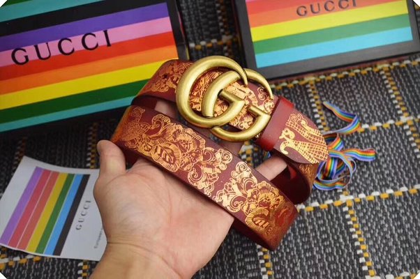 GG original print calfskin belt 40mm 409416 bordeaux