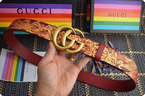 GG original print calfskin belt 40mm 409416 bordeaux