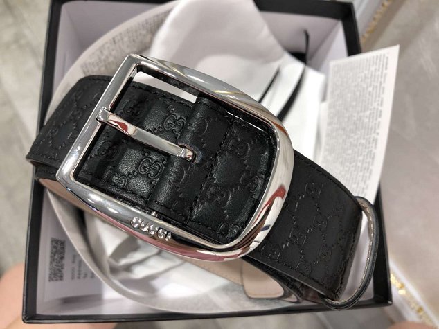 GG original signature calfskin belt 114984 black