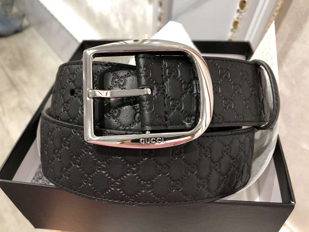 GG original signature calfskin belt 114984 black