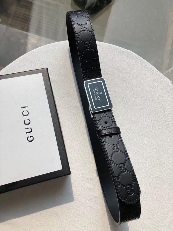 GG original signature calfskin belt 35mm 472030 black 