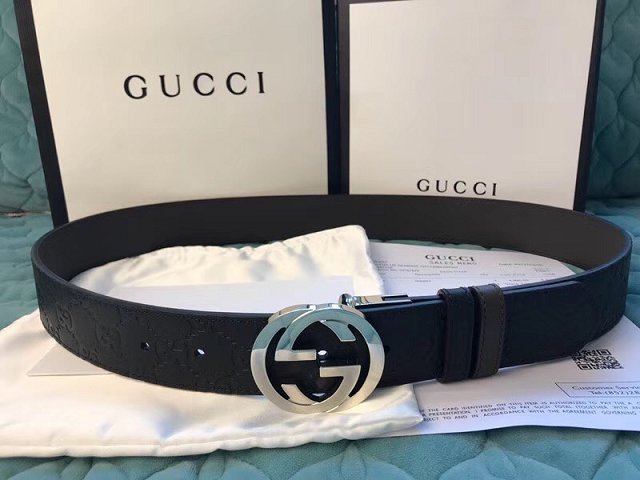 GG original signature calfskin belt 38mm 370543 black 