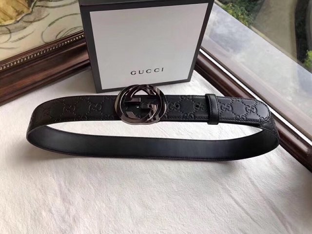 GG original signature calfskin belt 38mm 411924 black 