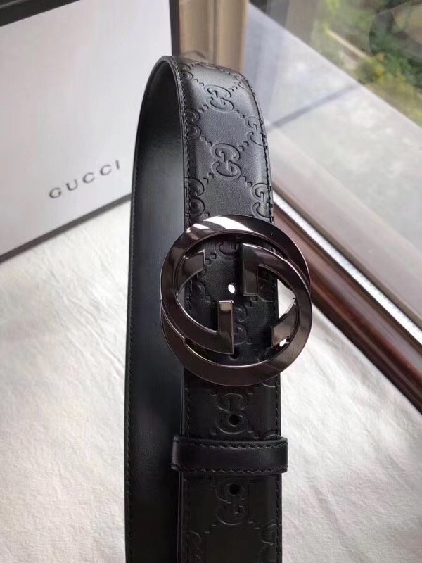 GG original signature calfskin belt 38mm 411924 black 