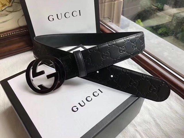 GG original signature calfskin belt 38mm 411924 black 