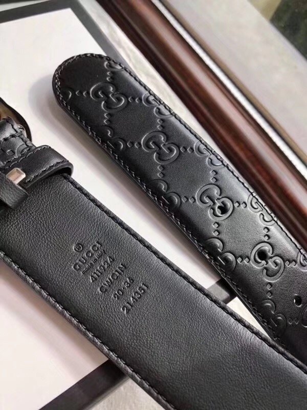 GG original signature calfskin belt 38mm 411924 black 