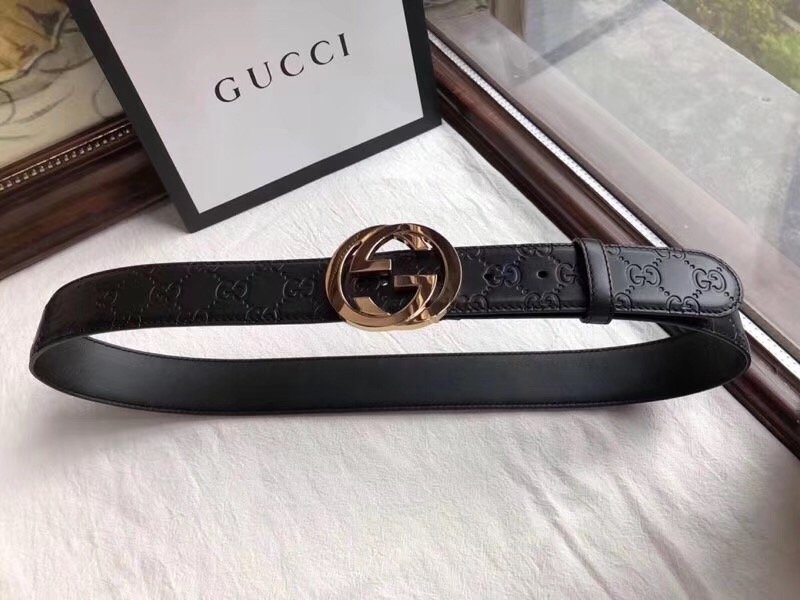 GG original signature calfskin belt 38mm 411924 black 